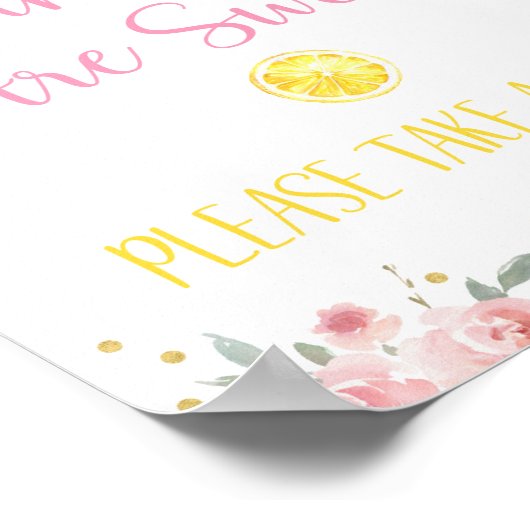 レモネードピンクフローラ誕生日トリートサイン ポスター (角)