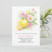 レモネードピンクブロッサムガールベビーシャワー 招待状 (スタンド正面)