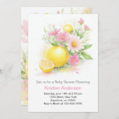 レモネードピンクブロッサムガールベビーシャワー 招待状 (正面/裏面)