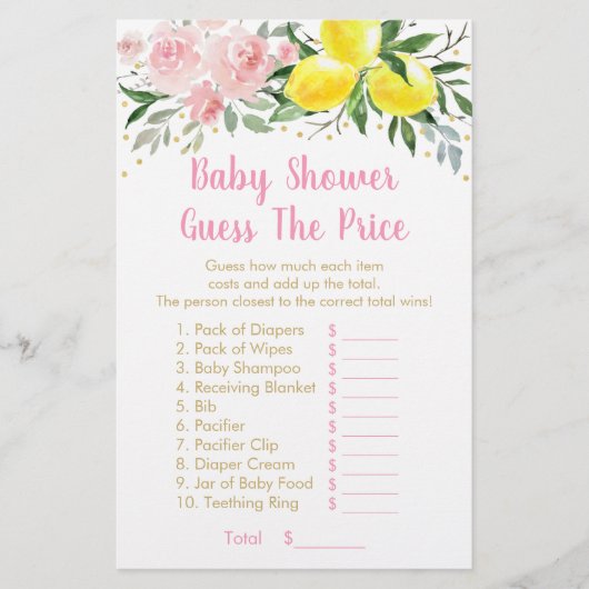 レモネードピンク金ゴールドフローラはプライスゲームを推測 (正面)