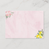 レモネードピンク金ゴールドフローラベビーおむつラッフル エンクロージャーカード (裏面)