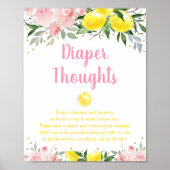 レモネードピンク金ゴールドフローラベビーおむつ思考 ポスター (正面)