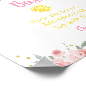 レモネードピンク金ゴールドフローラミモサバーベビーシャワー ポスター (角)