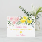レモネードピンク金ゴールドフローラ誕生日ありがとう サンキューカード (スタンド正面)