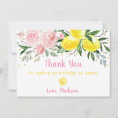 レモネードピンク金ゴールドフローラ誕生日ありがとう サンキューカード (正面)