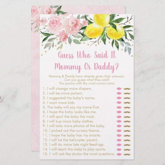 レモネードピンク金ゴールドフローラ誰がゲームを言ったか推測 (正面/裏面)