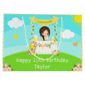 レモネードブラウンヘアガールハッピーバースデー ラージペーパーバッグ (裏面)