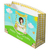 レモネードブラウンヘアガールハッピーバースデー ラージペーパーバッグ (裏面アングル)