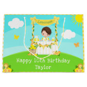 レモネードブラウンヘアボーイハッピーバースデー ラージペーパーバッグ (正面)