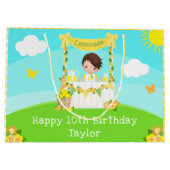 レモネードブラウンヘアボーイハッピーバースデー ラージペーパーバッグ (裏面)