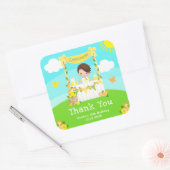 レモネードブラウンヘアボーイ誕生日ありがとう スクエアシール (封筒)