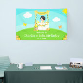 レモネードブラックヘアボーイ誕生日ウェルカム 横断幕 (トレードショー)