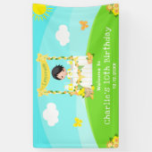 レモネードブラックヘアボーイ誕生日ウェルカム 横断幕 (縦)