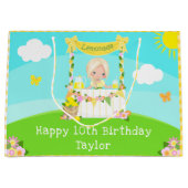 レモネードブロンドヘアガールハッピーバースデー ラージペーパーバッグ (正面)