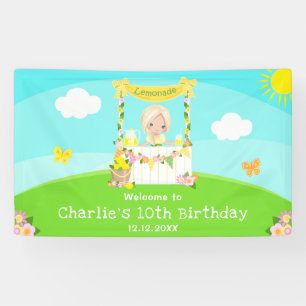 レモネードブロンドヘアガール誕生日ウェルカム 横断幕