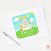 レモネードブロンドヘアガール誕生日サンキューユー スクエアシール (封筒)