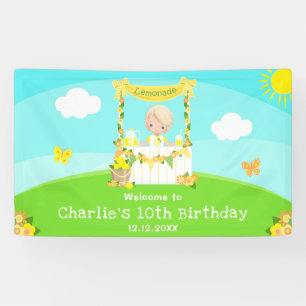 レモネードブロンドヘアボーイ誕生日ウェルカム 横断幕