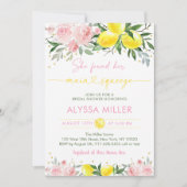 レモネードメインスクイーズピンクフローラブライダルシャワー 招待状 (正面)