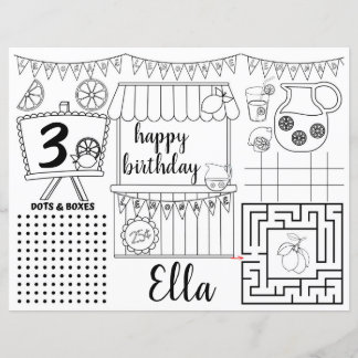 レモネードランチョンマット、ピンクレモネード活動シート