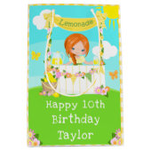 レモネードレッドヘアガールハッピーバースデー ミディアムペーパーバッグ (正面)