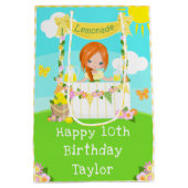 レモネードレッドヘアガールハッピーバースデー ミディアムペーパーバッグ (裏面)