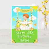 レモネードレッドヘアボーイハッピーバースデー カード (黄色い花)