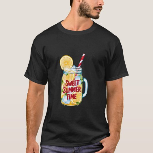 レモネードレモンスライス氷瓶の甘い夏の時間nos tシャツ (正面)