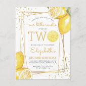レモネード水彩2歳誕生日パーティー招待状 ポストカード (正面)