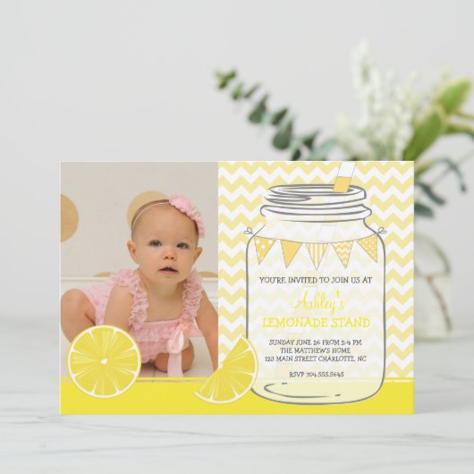 レモネード誕生日パーティーへの招待 招待状 (スタンド正面)