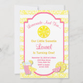 レモネード誕生日招待状ピンクレモネード 招待状 (正面)