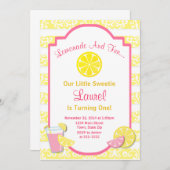 レモネード誕生日招待状ピンクレモネード 招待状 (正面/裏面)