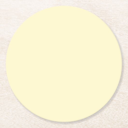レモネード黄無地の色 |クラシックエレガント ラウンドペーパーコースター (正面)