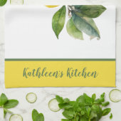 レモパーソナライズされたンイエローグリーン キッチンタオル (折り畳み)