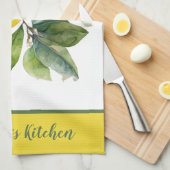 レモパーソナライズされたンイエローグリーン キッチンタオル (四つ折り)