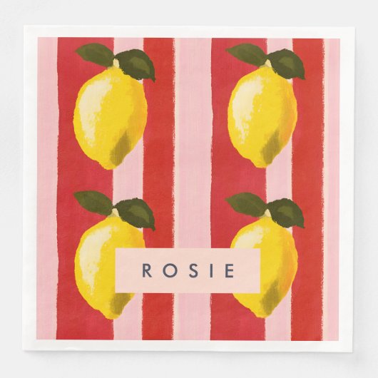 レモパーソナライズされたンストライプパタンイエローレモン (正面)