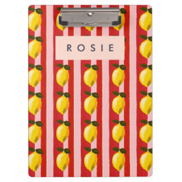 レモパーソナライズされたンストライプパタンイエローレモン クリップボード