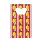 レモパーソナライズされたンストライプパタンイエローレモン クレジットカード栓抜き (裏面)