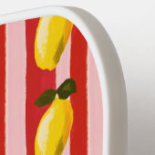 レモパーソナライズされたンストライプパタンイエローレモン ピックルボールラケット (左詳細)