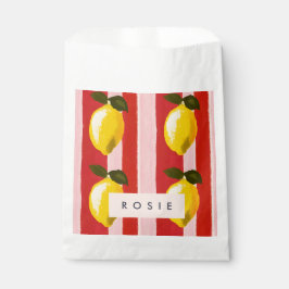 レモパーソナライズされたンストライプパタンイエローレモン フェイバーバッグ