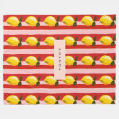 レモパーソナライズされたンストライプパタンイエローレモン フリースブランケット (正面(横))