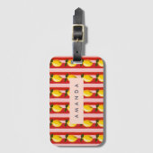 レモパーソナライズされたンストライプパタンイエローレモン ラゲッジタグ (正面縦)