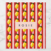 レモパーソナライズされたンストライプパタンイエローレモン ワインラベル (シングルラベル)