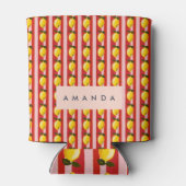 レモパーソナライズされたンストライプパタンイエローレモン 缶クーラー (裏面)