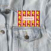 レモパーソナライズされたンストライプパタンイエローレモン 缶バッジ (インサイチュ)