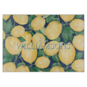 レモパーソナライズされたンズネイビーブルー カッティングボード (正面)