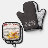 レモパーソナライズされたンバーベーキングレシピ 鍋つかみ&鍋敷きセット (正面/裏面)