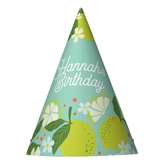 レモパーソナライズされたンフローラ誕生日パーティーハット パーティーハット (正面)