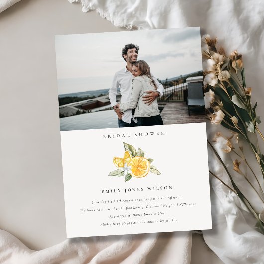 レモミニマルンファーンフォトブライダルシャワー招待状 サンキューカード