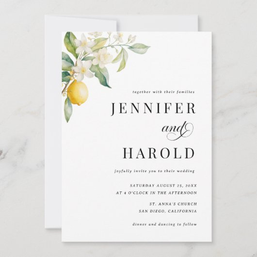 レモミニマルンフローラプレーン全結婚体 招待状 (正面)