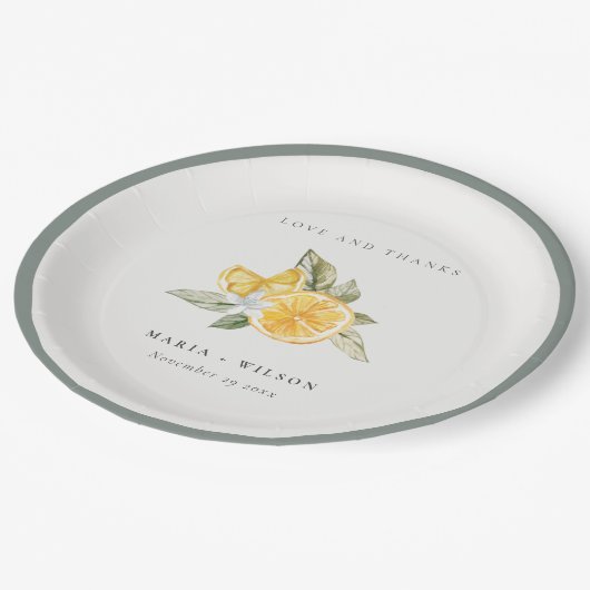 レモミニマルンボタニカルボホ感謝していラヴ結婚ズ ペーパープレート (アングル)